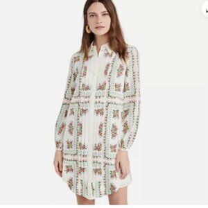 Tory Burch Cora Floral Silk Shirtdress Garden Veil Print Women's 2